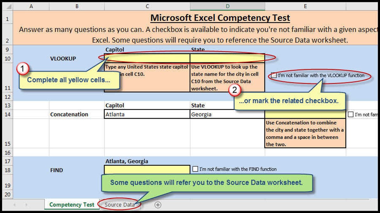Excel Competency Test